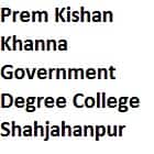 Prem Kishan Khanna Government Degree College, Shahjahanpur Logo