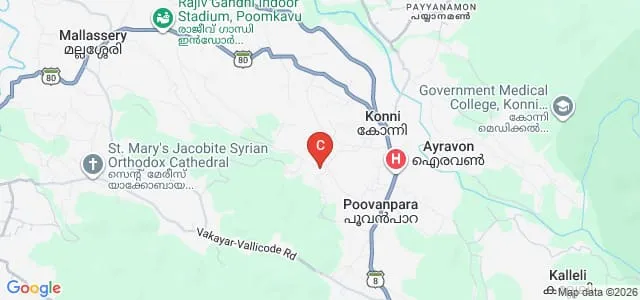 SNDP Yogam college, Konni Map