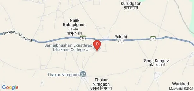 Sunitatai Eknathrao Dhakane College of Management, Shevgaon Map