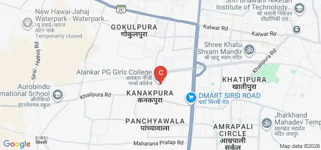 Alankar Mahila B Ed College, Jaipur Map