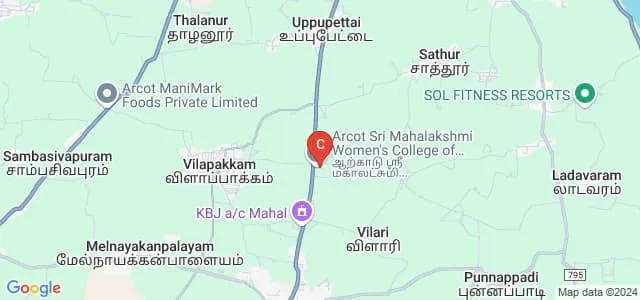 Arcot Sri Mahaalakshmi College of Hotel Management and Catering Technology, Vellore Map