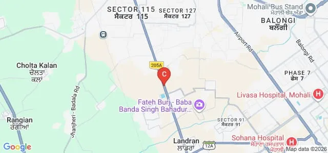Chandigarh Business School of Administration, Mohali Map