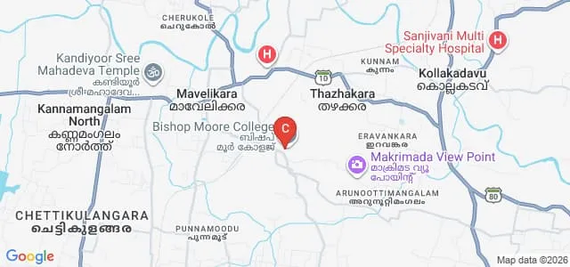 Bishop Moore College, Mavelikara Map