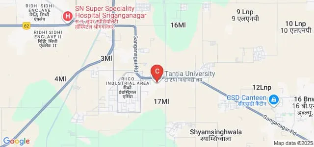 Faculty of Law, Tantia University, Sri Ganganagar Map