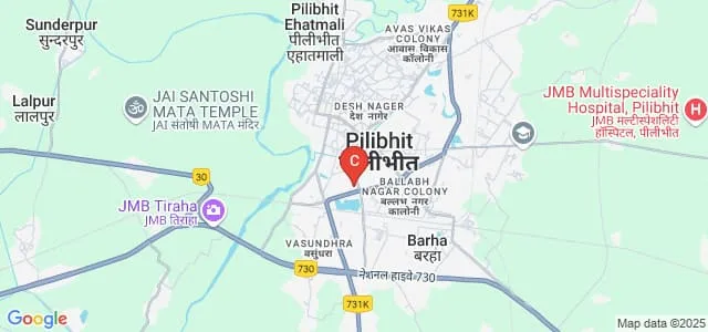 Upadhi Mahavidyalaya, Pilibhit Map