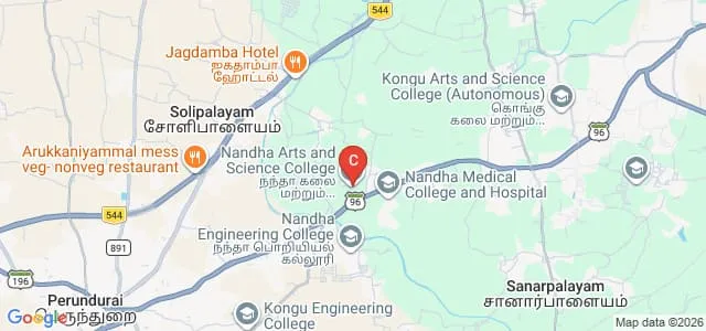 Nandha Arts and Science College, Erode Map