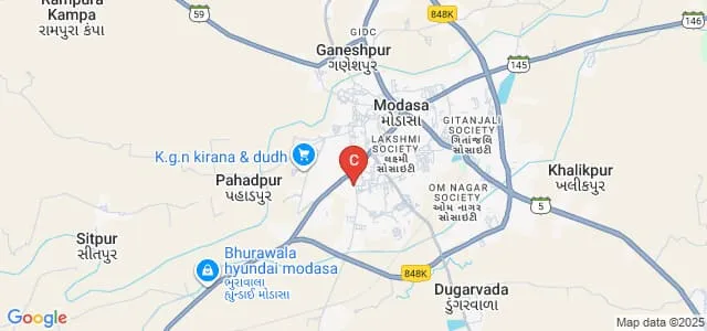 Shri SK Shah and Shri Krishna OM Arts College, Modasa Map