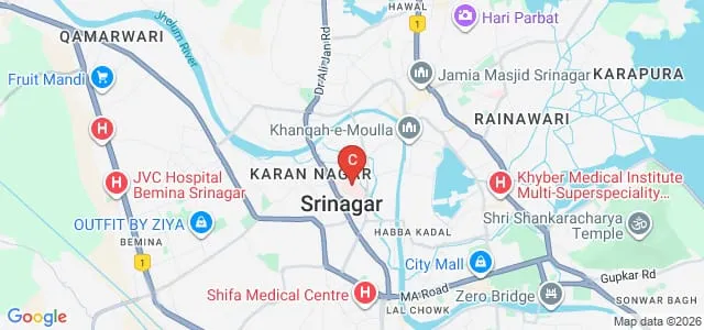 Government College of Nursing, Government Medical College, Srinagar Map