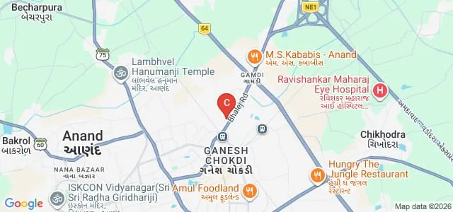 Anand Institute of Management and Information Science, Anand Map