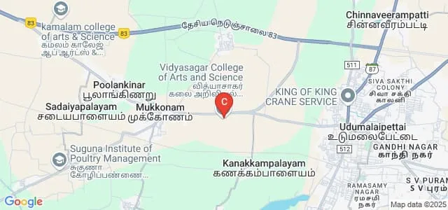 Vidyasagar College of Arts and Science, Udumalpet Map
