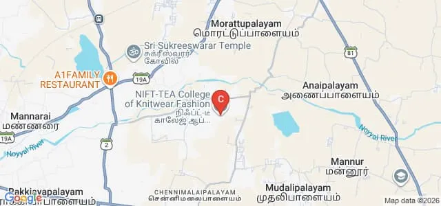 NIFT TEA College of Knitwear Fashion, Tirupur Map