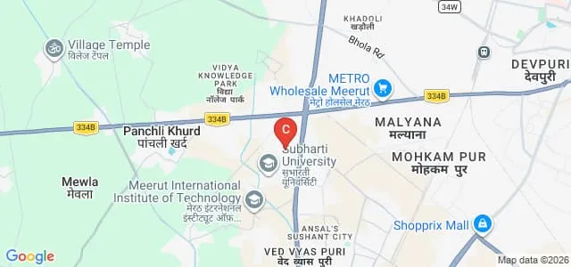 Maharishi Aurobindo Subharti Institute of Naturopathy and Yogic Sciences, Meerut Map