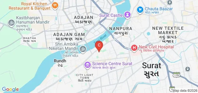VT Choksi Sarvajanik College of Education, Surat Map