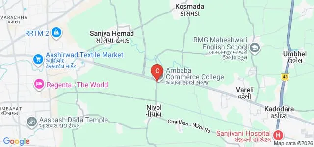 Ambaba Commerce College Maniba Institute of Business Management and Deviba Institute of Computer Application, Surat Map