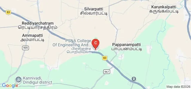 PSNA College of Engineering and Technology, Dindigul Map
