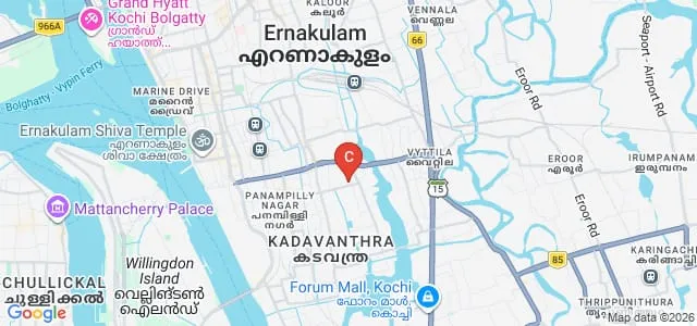Susruta School of Optometry and Visual Sciences, Cochin Map