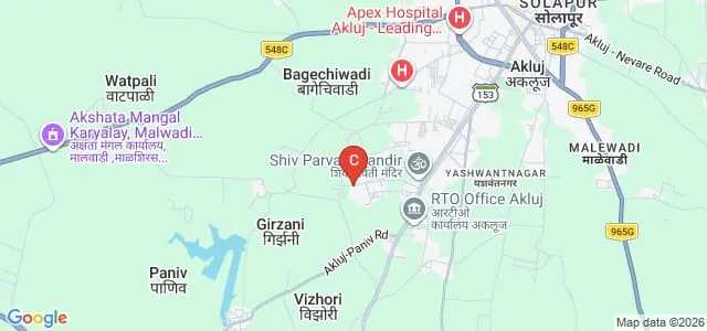 Greenfingers Ayurvedic Medical College and Hospital Research Centre, Solapur Map