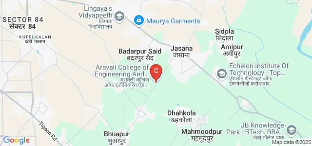 Aravali College of Engineering and Management, Faridabad Map