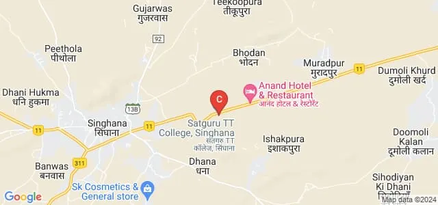 Satguru TT College, Singhana Map