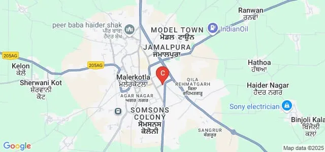 Nawab Sher Mohammad Khan Institute of Advanced Studies in Urdu Persian and Arabic, Malerkotla Map