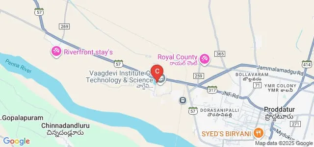 Vaagdevi Institute of Technology and Science, Kadapa Map