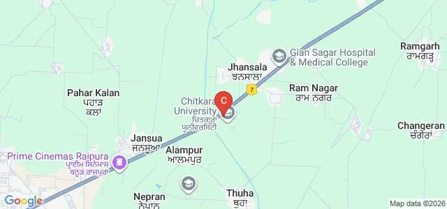 Chitkara School of Mass Communication, Jhansla Map
