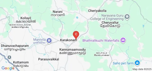 CSI College of Nursing, Karakonam Map