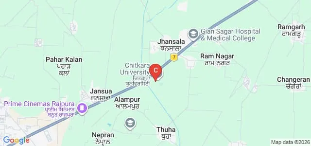 Chitkara School of Health Sciences, Jhansla Map