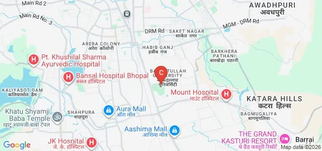 Barkatullah University Institute of Technology, Barkatullah University, Bhopal Map