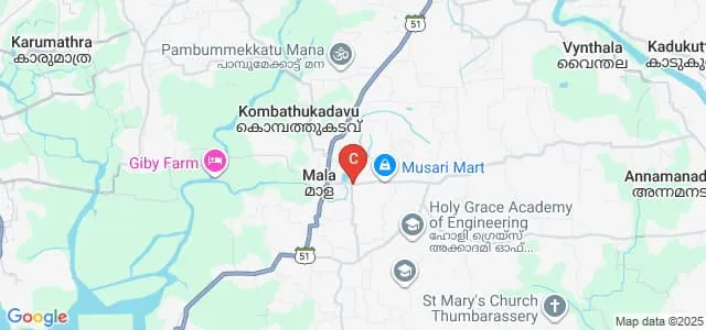 K Karunakaran Memorial Model Polytechnic College, Mala Map
