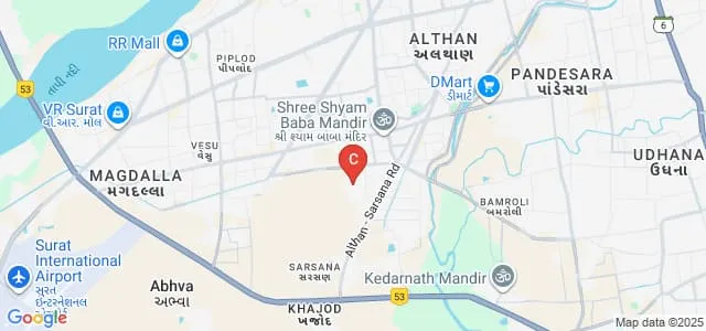 Bhagwan Mahavir School of Nursing, Surat Map