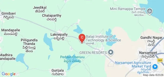 Balaji Institute of Technology and Science, Narsampet Map