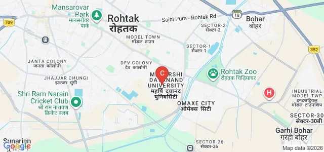 Department of Law, Maharshi Dayanand University, Rohtak Map
