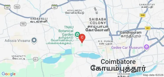 Horticultural College and Research Institute, Tamil Nadu Agricultural University, Coimbatore Map