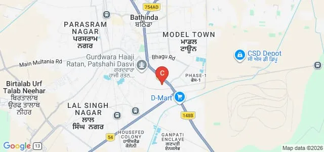 Punjabi University Regional Centre For Department of Education, Bathinda Map