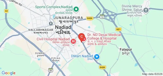 CB Patel Arts College, Nadiad Map