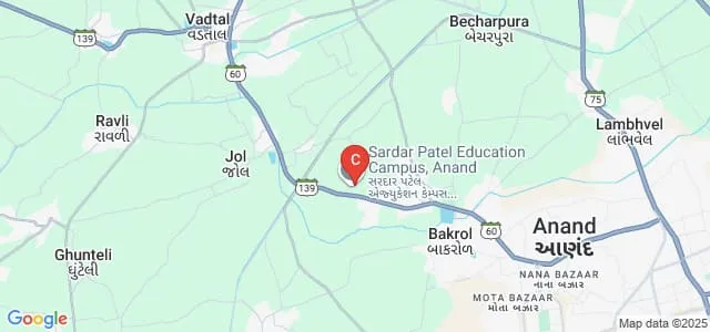Sardar Patel College of Administration and Management, Anand Map