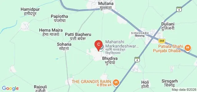 MM College of Pharmacy, Mullana Map