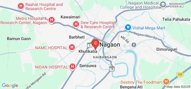 Anandaram Dhekial Phookan College, Nagaon Map