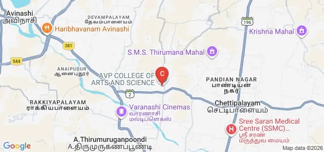 AVP College of Arts and Science, Tirupur Map