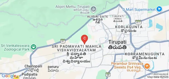 Department of Law, Sri Venkateswara University, Tirupati Map