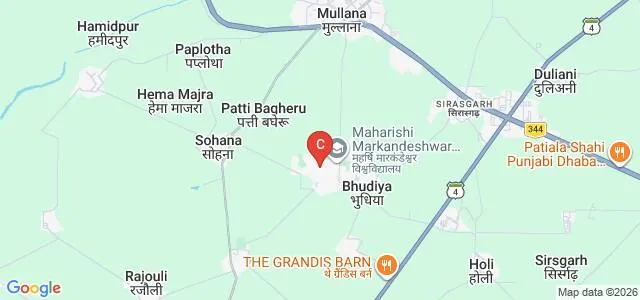 MM Institute of Computer Technology and Business Management, Mullana Map