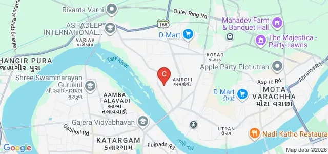 Prof VB Shah Institute of Management, RV Patel College of Commerce, VL Shah College of Commerce, RK Shah Women's Arts College, Surat Map