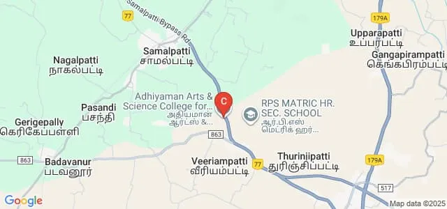 Adhiyaman Arts and Science College for Women, Krishnagiri Map