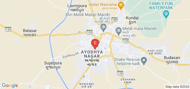 Soorajba College of Education, Kadi Map