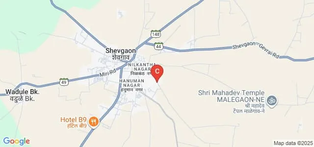 Ayurved Mahavidyalaya and Shri Sant Eknath Rugnalaya, Shevgaon Map
