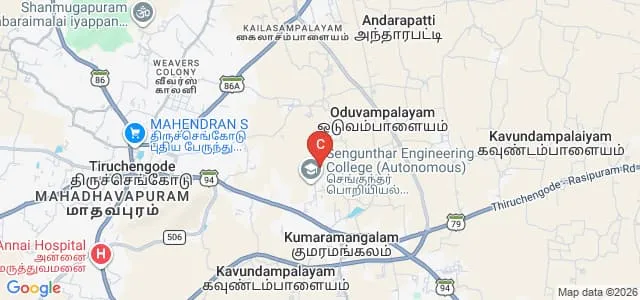 Senghundhar College of Pharmacy, Namakkal Map