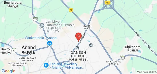 Anand Institute of PG Studies in Arts, Anand Map