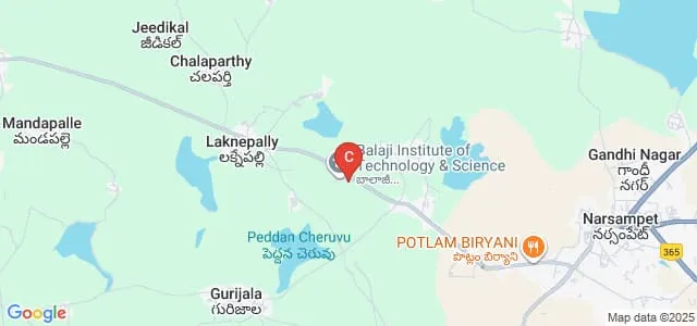 Balaji Institute of Pharmaceutical Sciences, Narsampet Map