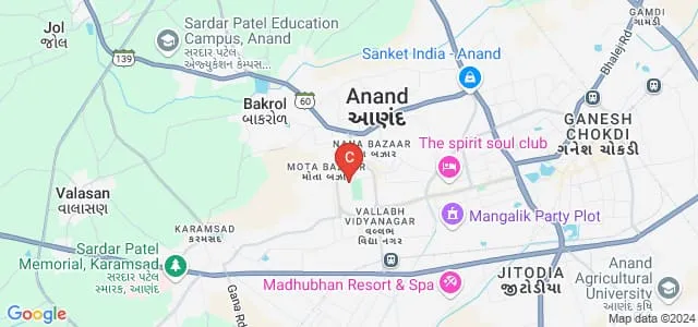 Charutar Vidya Mandal University, Anand Map